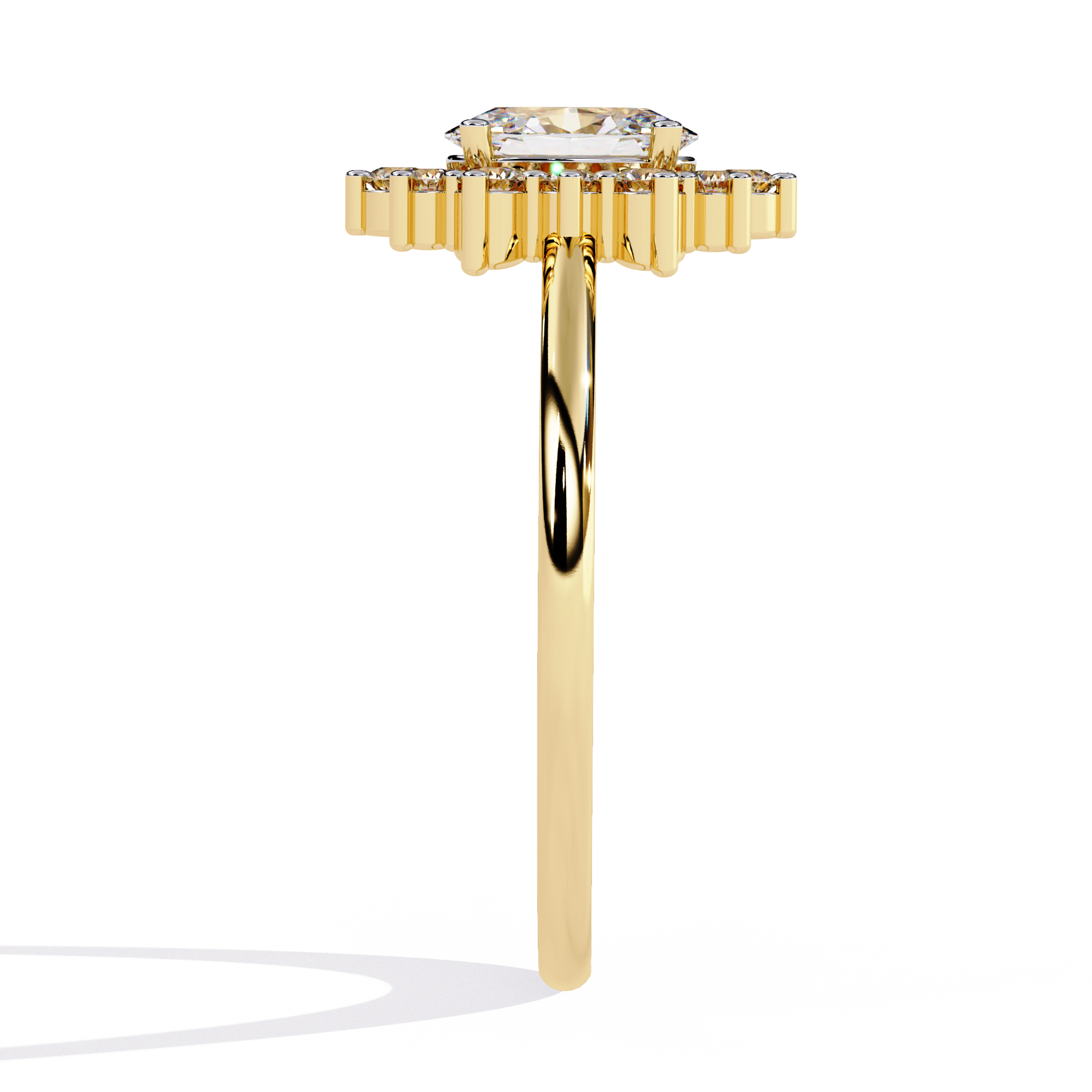 Solitairekart – 0.52 ct Floral Halo Ring Lab Grown Diamond Ring in 14K Yellow Gold